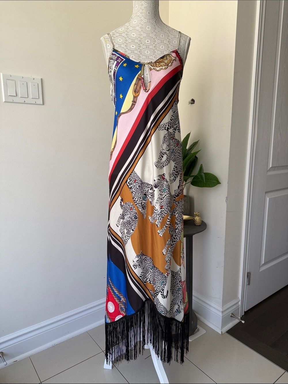 Multi-Color Tiger Printed Maxi Dress